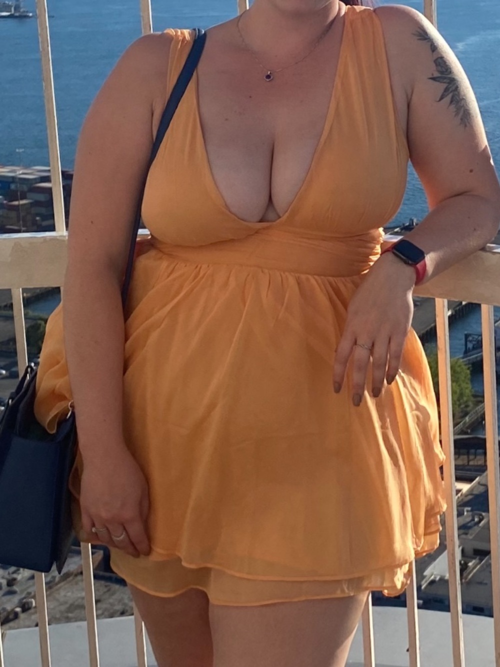Abercrombie & Fitch Peach Chiffon A-Line Dress